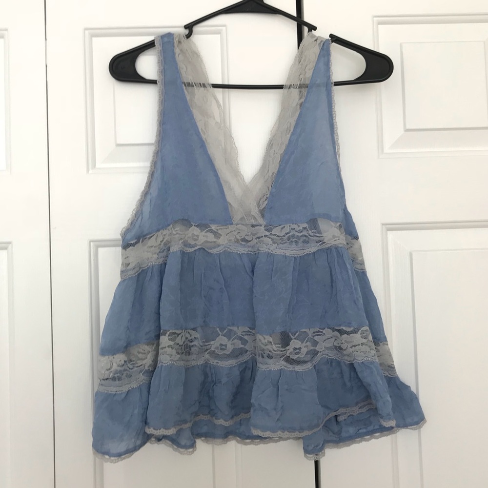 Free People Lace Blue Tank Top XS
